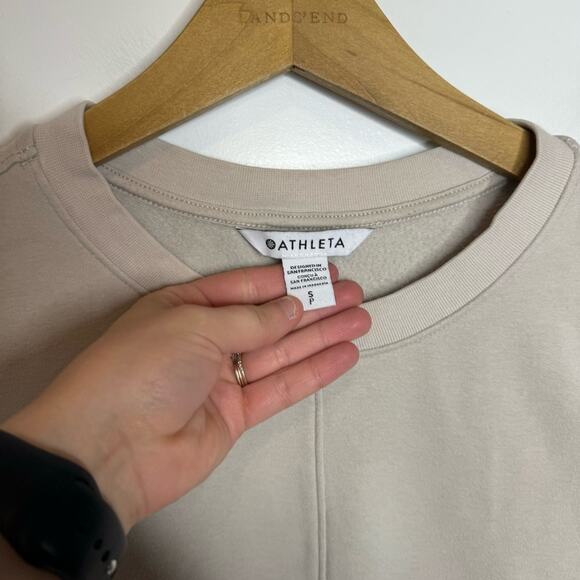 Athleta Retroplush Crewneck Sweatshirt Pullover Beige Neutral Size Small - Picture 3 of 6